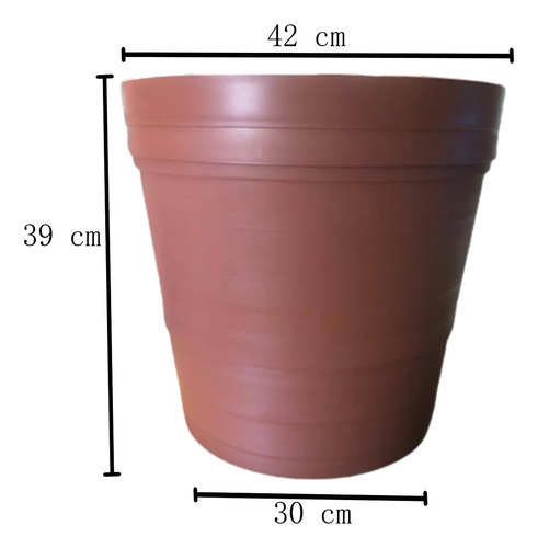 Kit De 5 Macetas Jumbo # 16 Redonda Grande 37 Lts Terracota Lisa