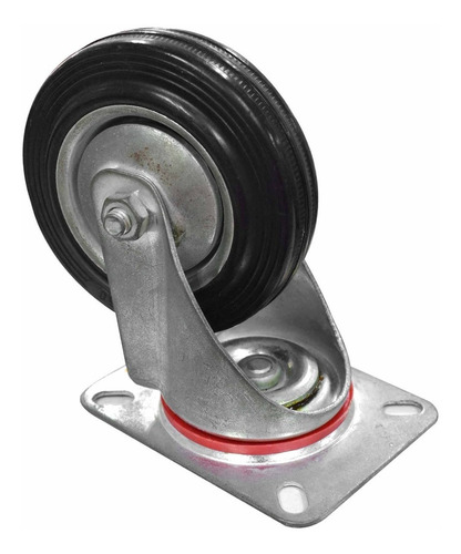 Rodachines 4'' Plano Negro Caucho Con Rin 100mm 70kg
