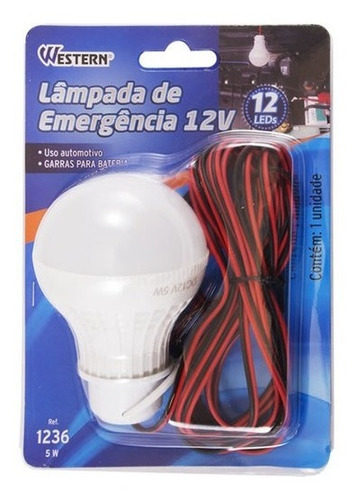 Lâmpada De Emergência 12v + Garras Uso Automotivo 12 Leds Cor Branco
