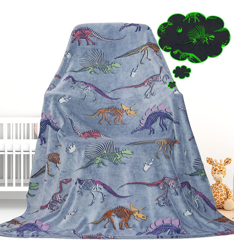 Colorido Dinosaur Blanket Glow In The Dark Blanket For Kids 