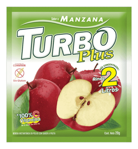 Turbo Plus Jugo De Manzana Sin Gluten Caja 10 Sobres