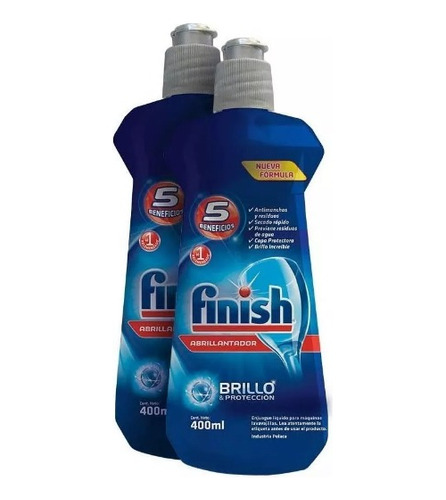 Pack X2 Lavatrastes Liquido Finish Abrillantador 400ml C/u 