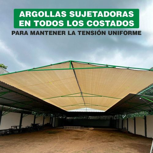 Imagen 9 de 10 de Malla Sombra 90% Raschel Beige De 6mx4m Reforzada