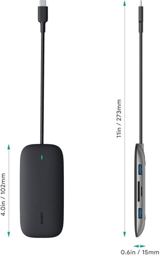 Imagen 5 de 10 de Hub Adaptador Macbook Usb C Hdmi Micro Sd 5-1 4k Alumninio