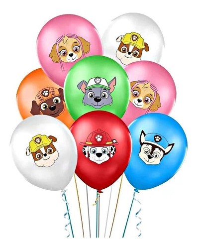 Pack 24 Globos Látex Paw Patrol Para Aire O Helio