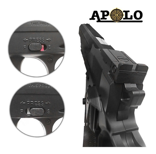 Pistola Apolo Co2 Simil Colt A1911 Calibre 4.5mm Polimero 