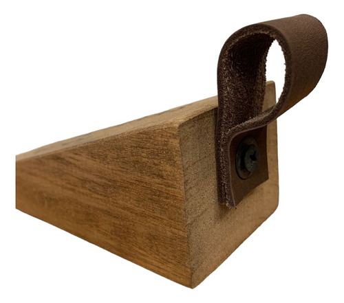 Imagen 3 de 6 de Tope Traba De Puerta De Madera Y Cuero vintage