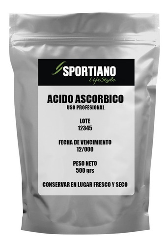 Acido Ascorbico Vitamina C Pura 500 Grs Pura En  Polvo
