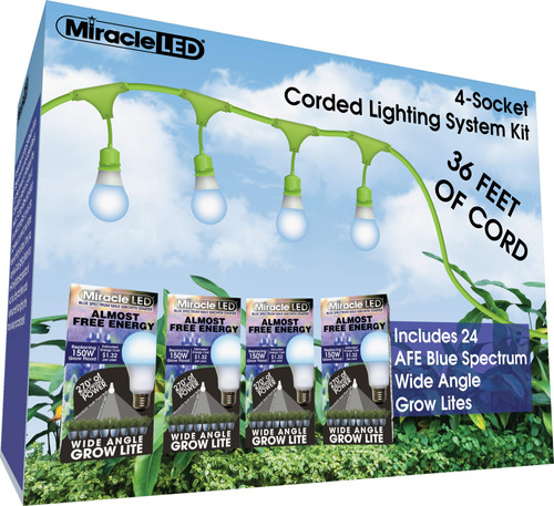 Miracle Led Kit Sistema Cable 36 Pie 24 Luz Crecimiento Azul