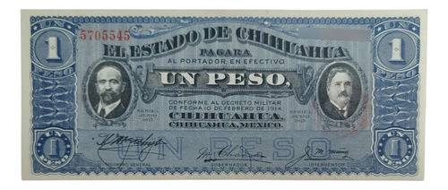 Billete De Mexico 1 Peso Chihuahua Unc (Usado)