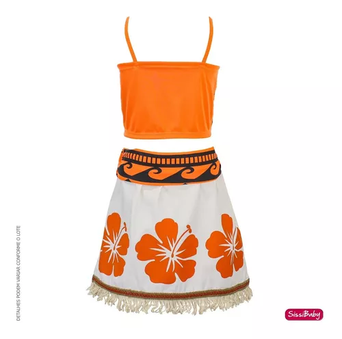 Vestido Fantasia Infantil Moana Luxo E Colar Promoção