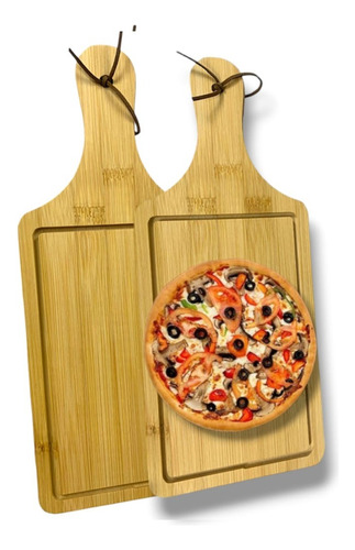 X2 Tabla Madera Tablas Picoteo Plato De Madera Pizza 40x15cm