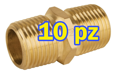 10 Niple 1/2'' Latón Rosca Macho-macho Agua Gas 48499 Foset