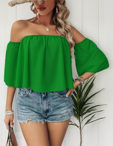 Blusa Campesina Hombros Descubiertos Fresca Y Comoda