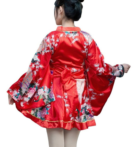 Albornoz De Mujer Japonesa, Diseño Floral Y Kimono.