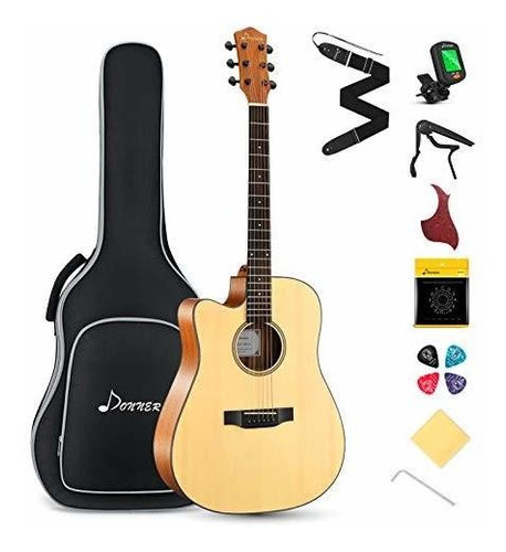 Donner Zurdo Guitarra Acustica Cutaway Dag1cl 41 Pulgadas D