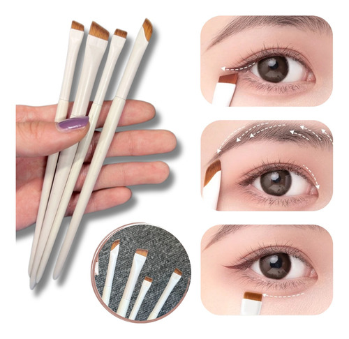 Set De 4 Brochas Planas Para Delinear Ojos Cejas Y Definir