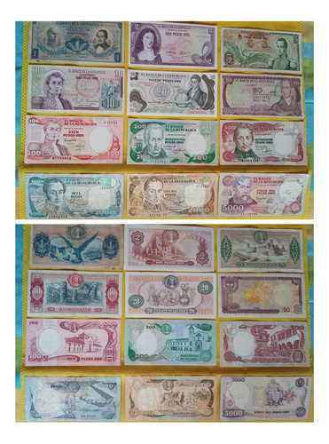 Colección De 12 Billetes De Colombia.