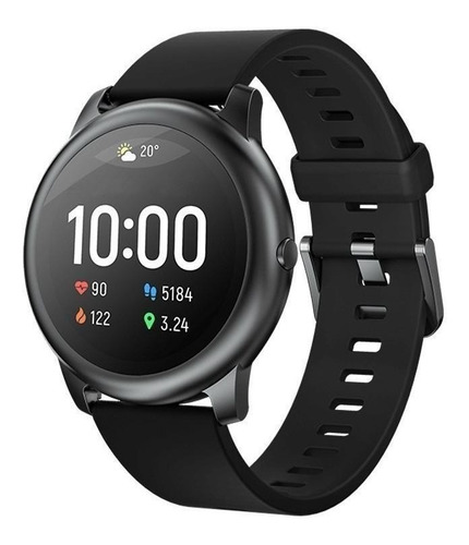 Imagen 1 de 3 de Smartwatch Haylou Solar 1.28" caja 45.3mm de pc y abs negra, malla negra de silicona LS05