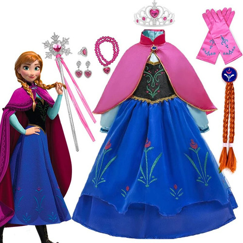 Vestido Frozen Princess Anna Vestido Niña Reina De Las Nieve