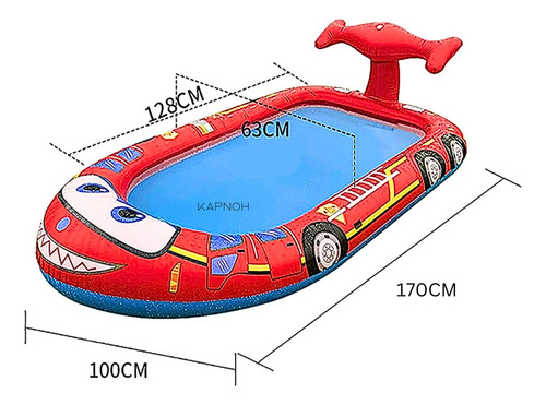 Piscina Jato Inflável Infantil Tapete Carro 170cm Chafariz