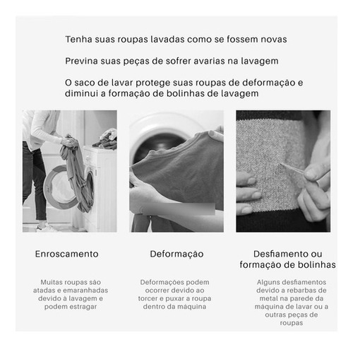 Kit 3 Sacos Lavar Roupa P M G Protetor Delicado Okazaki
