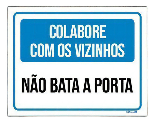 Placa Decorativa Sinalizo Kit 5 Placas Colabore Com Vizinhos Não Bata Porta De Poliestireno