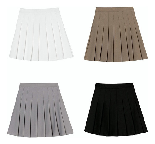 Minifalda Plisada De Cintura Alta Para Mujer Para Uniforme E