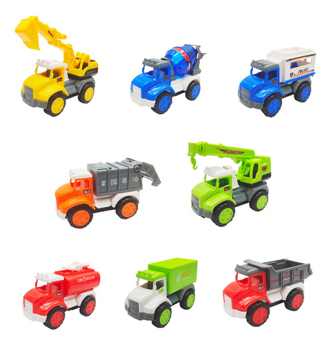 Colección Carros Camion Construcciòn Impulso Juguete X 8 Und