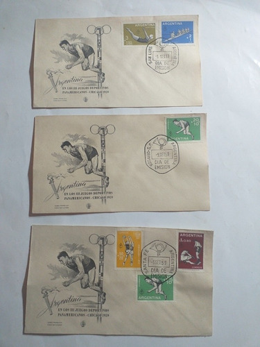 Lote 3 Sobre Primer Dia Juegos Panamericanos Chicago 1959 (Usado)