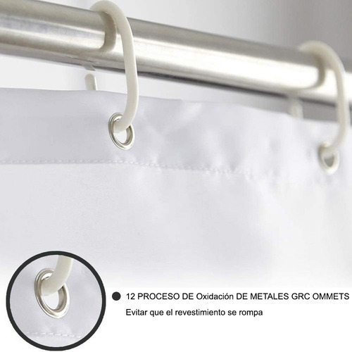 Imagen 6 de 6 de Cortina De Tela Para Baño Tubo Ajustable 180*180cm