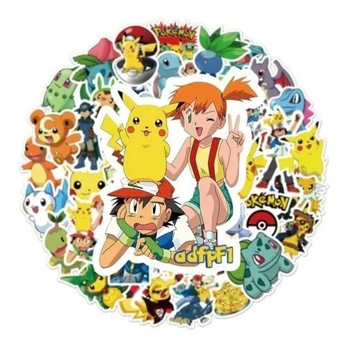 Imagen 1 de 2 de Stickers Pegatinas Diseño Pokémon 50 Unidades