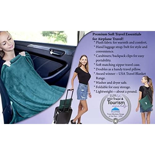 Premium Soft Travel Blanket Pillow Airplane Flight Blan...