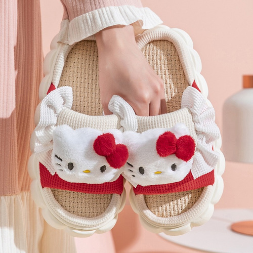 Zapatillas Antideslizantes De Algodón Y Lino Para El Hogar C