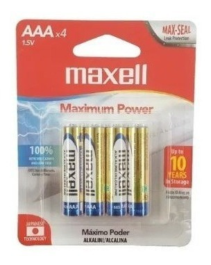Pila Bateria Alcalina Aaa 4bp Maxell X 2 Blister
