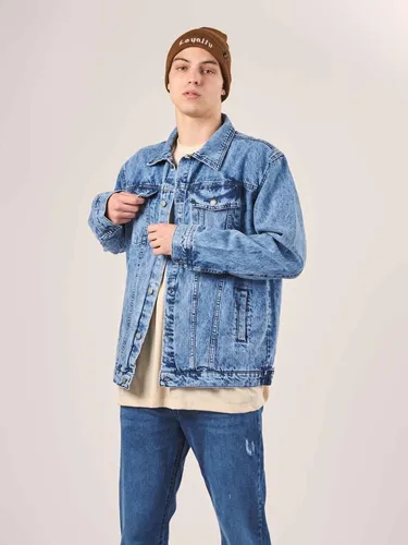 Campera de jean online con buzo hombre