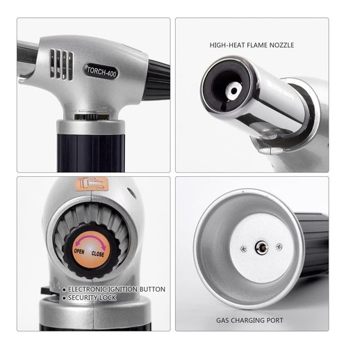 Imagen 2 de 4 de Mini Soplete+6gas Briquet Recargable Cocina Encendedor But*