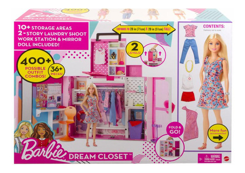 Playset Barbie Closet De Ensueño Con Muñeca Hgx57