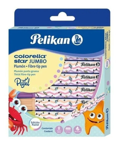 Marcadores Pelikan X 8 Pastel Jumbo