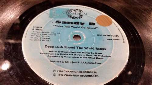 Sandy B Make The World Go Round Vinilo Maxi Usa 3 Mixes 1996