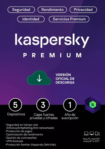 Licencia Kaspersky Total Security 5 Equipos 1 Año