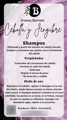 Shampoo De Cebolla Y Jengibre - mL a $120