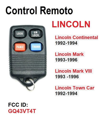 Control Remoto Lincoln Continental Mark Viii Town 1992-1996