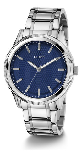 Reloj Guess Gw0626g1 Dex Hombre Acero Inoxidable Plateado Bisel Plateado Fondo Azul