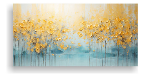 60x30cm Lienzo Acuarela Belleza A Painting In Yellow And Gol