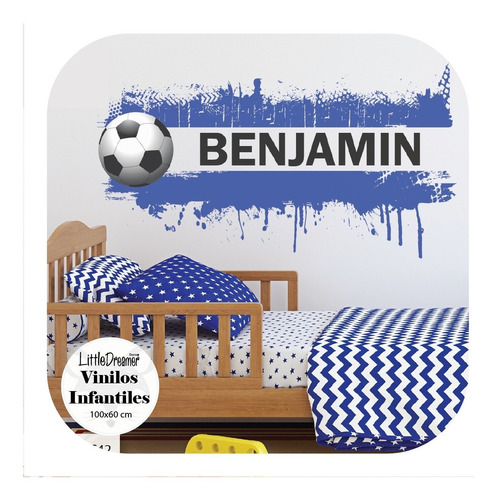 Vinilo Decorativo Infantil Pelota Futbol Nombre Pc42a 100cm