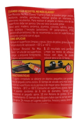 Resistol No Mas Clavos Fuerte Y Facil 113gr Modelo 2098023