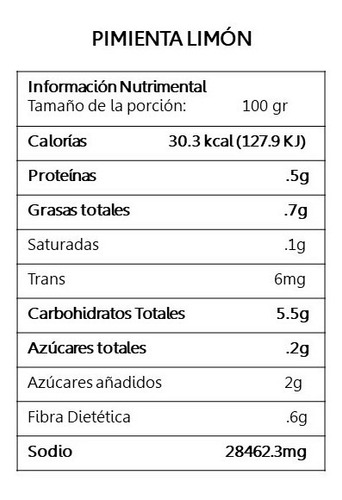 Pimienta Limón Sazonador 150 Gramos