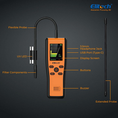 Detector De Fugas Refrigerante Freon Halógeno Elitech Ir-200
