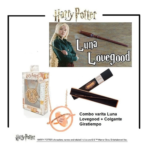 Combo Luna Lovegood Varita Y Collar Giratiempo Harry Potter